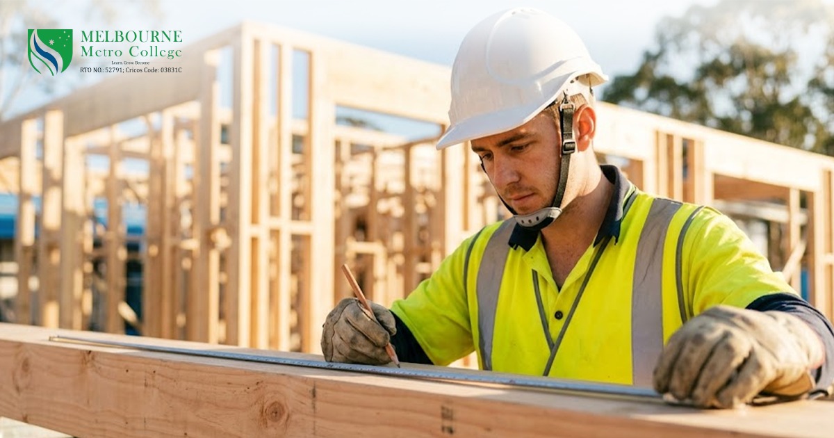 international students hands-on carpentry workshop training CPC30220 Certificate III Melbourne RTO simulated workplace