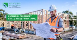 Carpenter reviewing construction plans on a residential building site in Australia